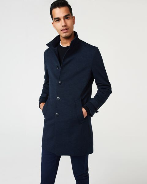 Mens Dark Navy Knitted Trench Coat